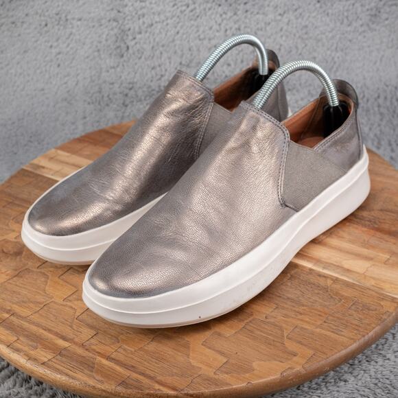 Gentle Souls By Kenneth Cole Rosette Slip-On Sneaker Size 9 M Pewter Metallic - Picture 3 of 7